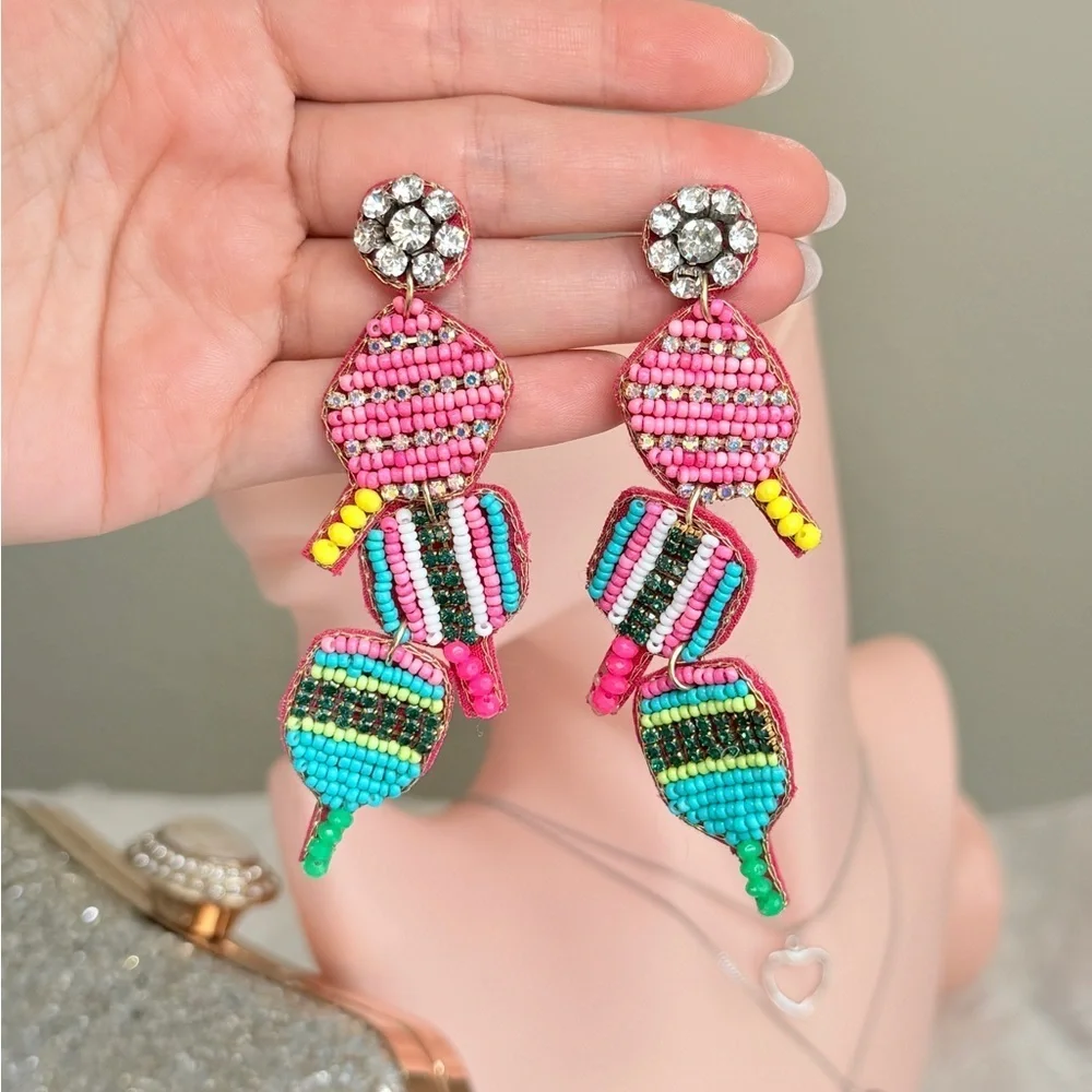 ⚜️ Colorful Beaded Drop Earrings
